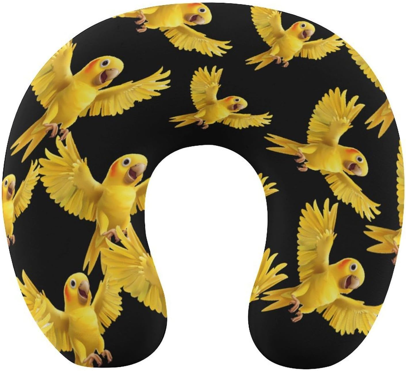Yellow Indian Ringneck Parrot Bird Travel Pillow U Shape Neck Pillow Washable Pillowcase for Sleeping Chair