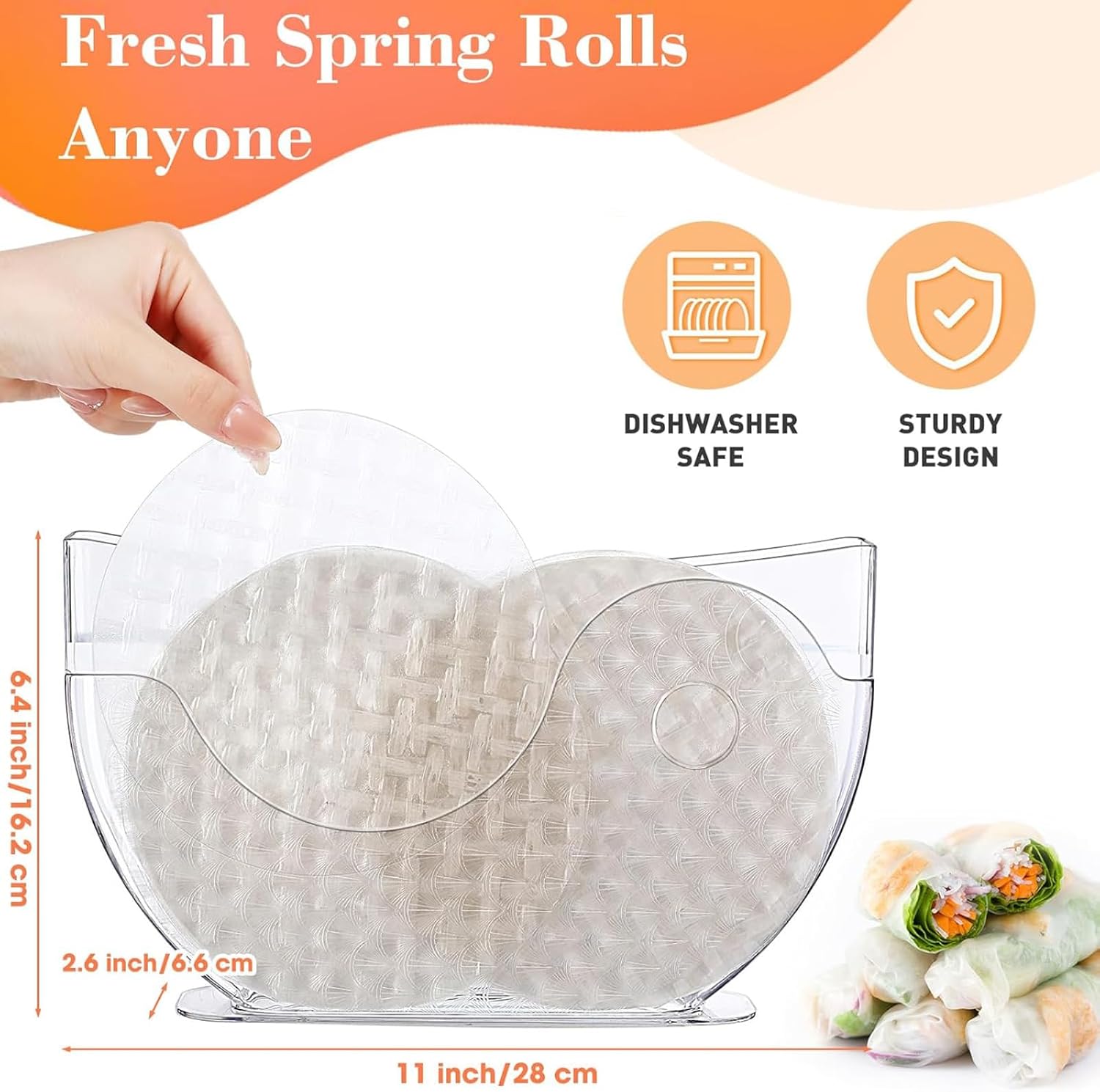 4 Pieces Rice Paper Water Bowls with Side Pocket Holder Spring Roll Water Bowl Container Tray Maker for Wrappers, Rice Paper Not Included