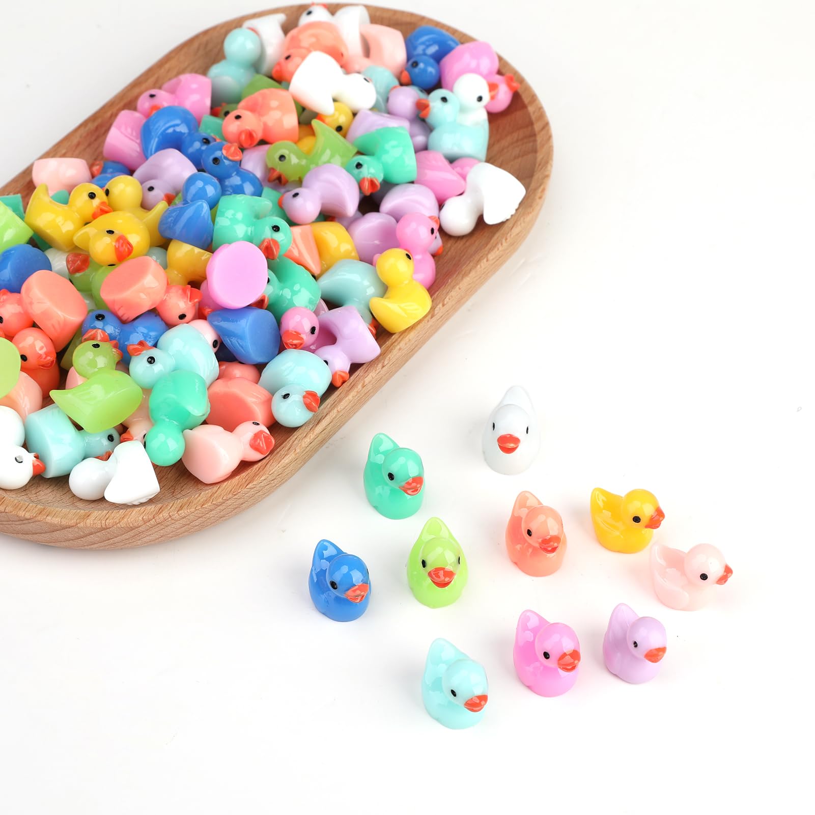 100PCS Mini Resin Ducks Figures Kit 10 Colors Realistic Tiny Cute Duck Ornaments Multicolor Deracoration Set for Handwork Christmas Birthday Party Miniature Figures Micro Fairy Garden Phone Case DIY