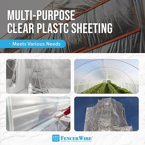 Miniatura 4 de Fencer - Revestimiento de plástico resistente para barrera de vapor, 6 mil, lona transparente para pintores, 16 x 28 pies