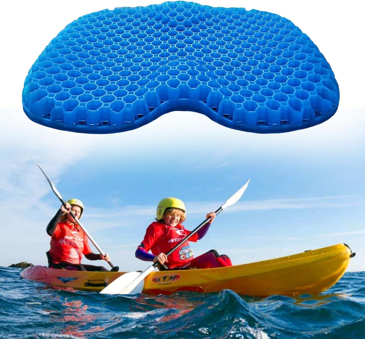 Kayak Gel Seat Cushion, Thicken Waterproof Seats Chair Cushions Kayak Seat Pad with Non Slip Cover for Sit in Inflatable Kayak Canoe Kayak Boat Accessories Equipment Gear for Fishing Kayaking