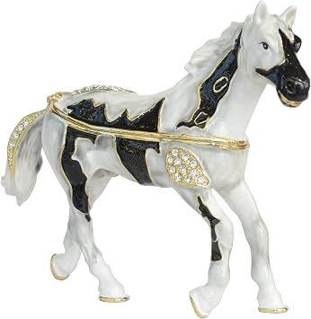 Running Horse Trinket Box Jewelry Box Hand Painted Decorative Box with Hinged Lid Ring Earring Holder AnimalFigurine Collectible
