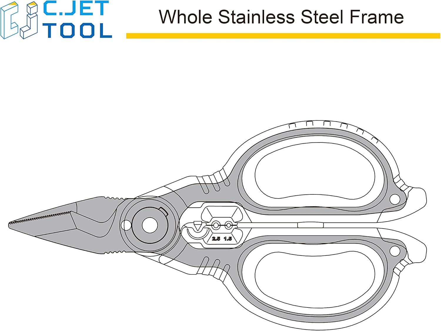 C.JET TOOL 6" Stainless Electrician Scissors Heavy Duty Professional for Aluminium Copper Soft Cable (Turquoise)