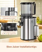 CelerySpec Slow Juicer Tesztgyőztes - 130 mm Adagolónyílás, 1,8L Tartály, Egész Gyümölcsökhöz, BPA-mentes, Rozsdamentes Acél, Fekete 8