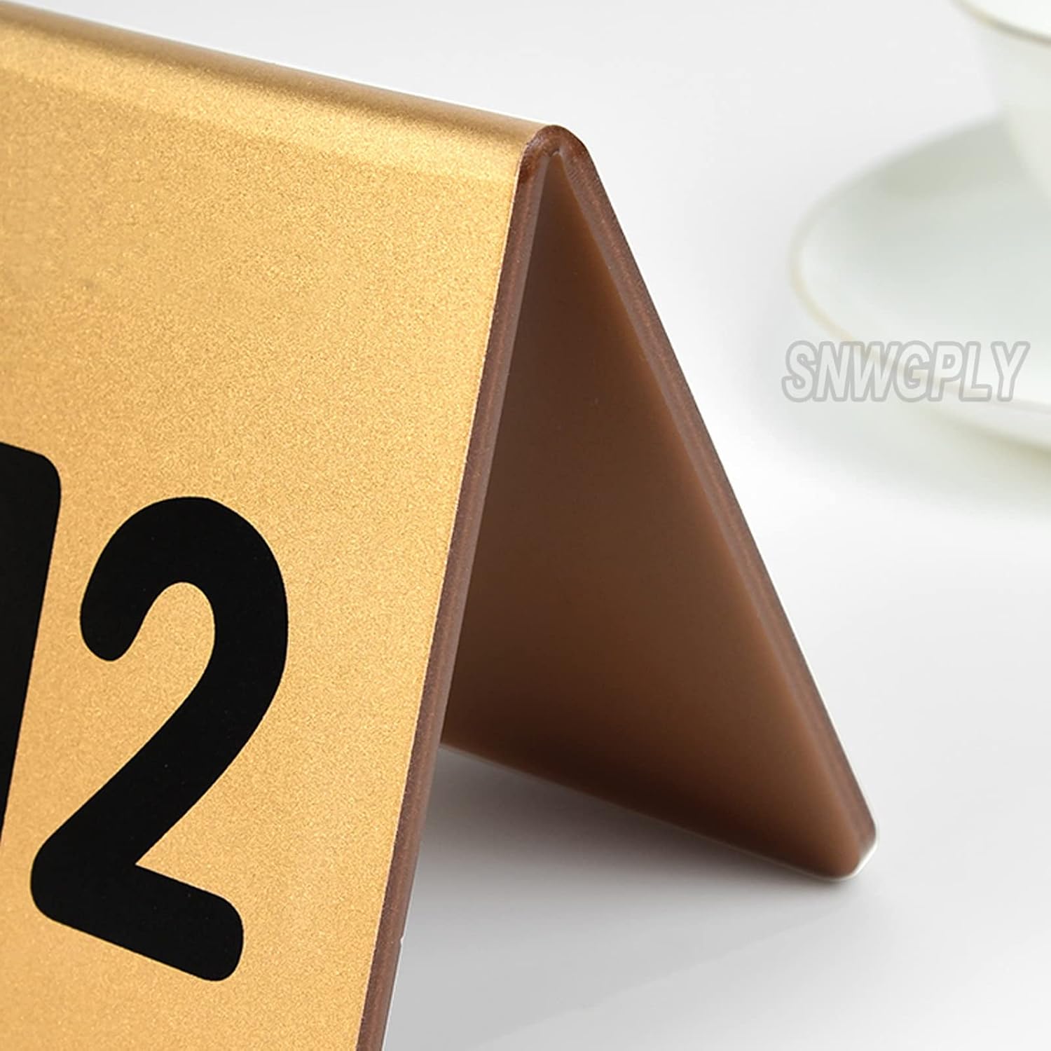 1-10/20 Tabletop Number Sign Acrylic, Metal Table Card Stackable, Tent Style Table Number Double-Sided, Place Cards for Banquets, Restaurants, Hotel (Color : Gold, Size : 1-10)