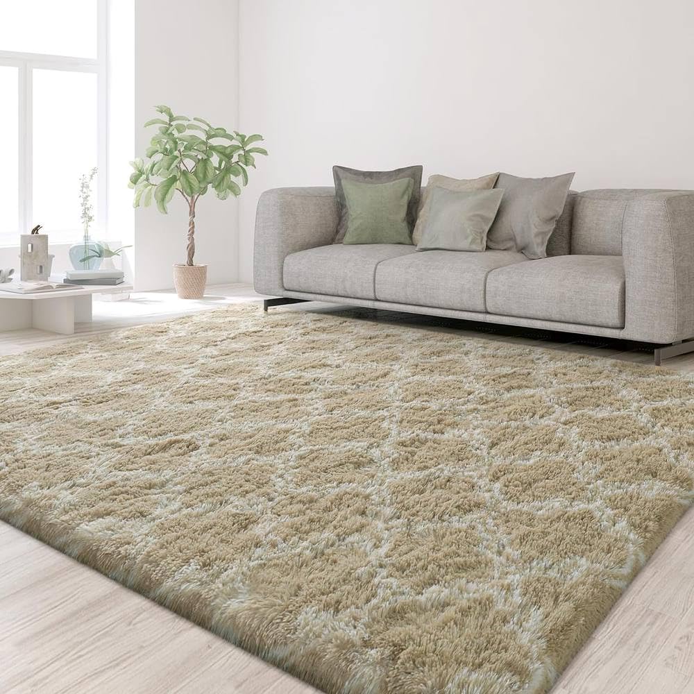 Grandi tappeti a pelo lungo per camera da letto, super morbidi, soffici, per soggiorno, antiscivolo, per interni, per bambini, cameretta dei bambini, cachi scuro, 122x183 cm