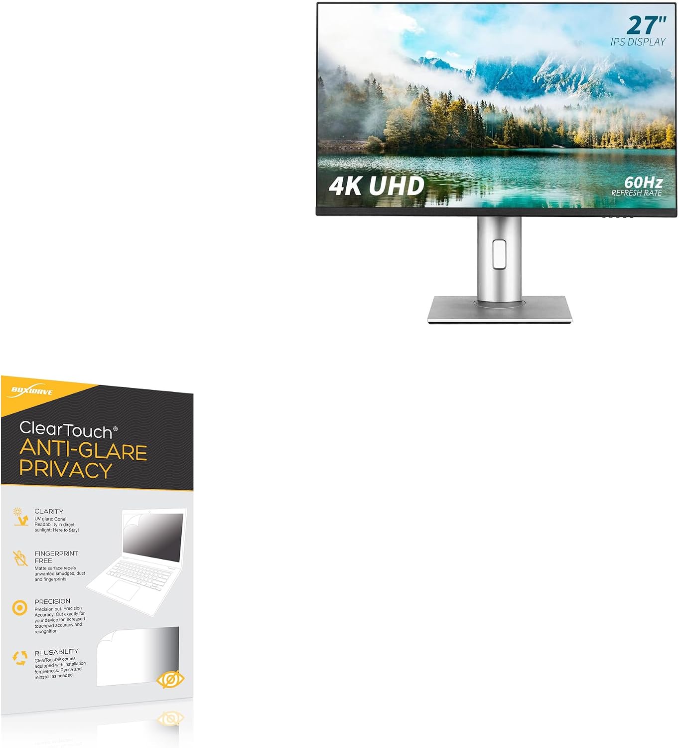 BoxWave Screen Protector Compatible with ReHisk Computer Monitor for Home and Office (27 in) - ClearTouch Anti-Glare Privacy (2-Pack), Privacy Screen Protector Flexible Film Anti-Glare