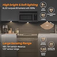 Vista 2 de STAR-SPANGLED Paquete de 6 luces con sensor de movimiento de 2.8 pulgadas para interiores, funciona con pilas AAA, luz LED para pegar en escaleras