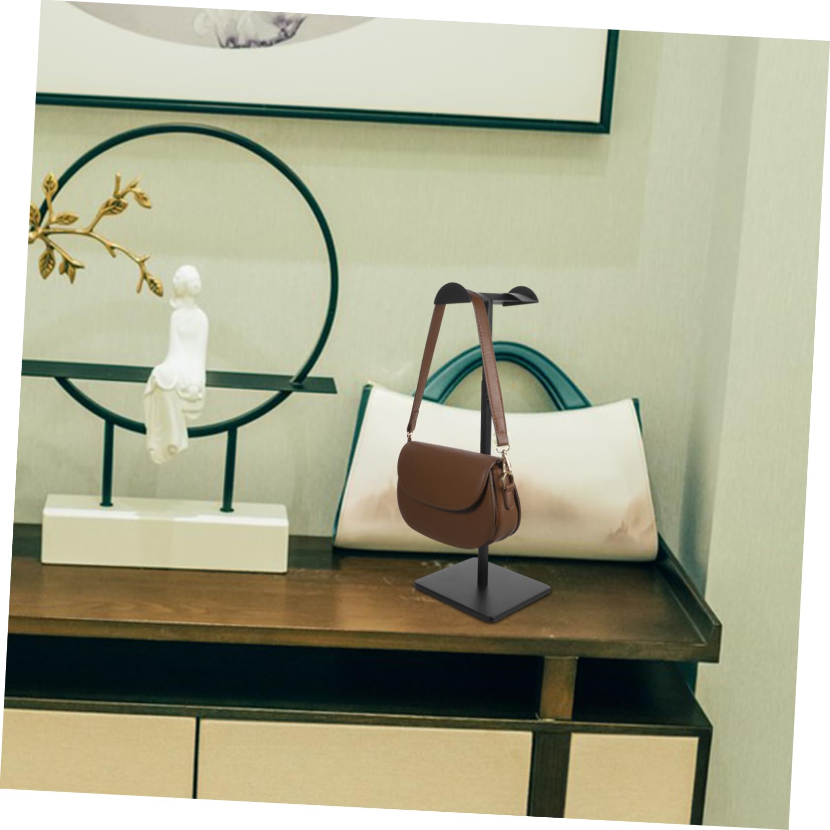 Happyyami Metal Purse Display Stand T-shaped Handbag Rack Lightweight Bag Holder Sturdy Construction Suitable for Store Home Use