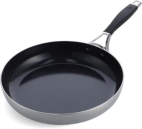 BK Intelligence - Sartén antiadherente de inducción de acero inoxidable de 11 pulgadas, sin PFAS, apta para lavavajillas, color negro