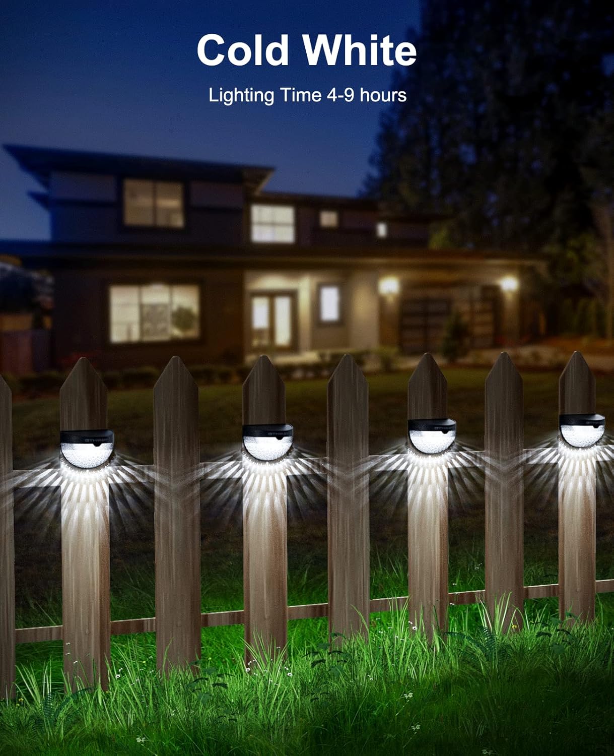 OTHWAY Solar Fence Post Lights Wall Mount Decorative Deck Lighting (Black, 6 Packs)