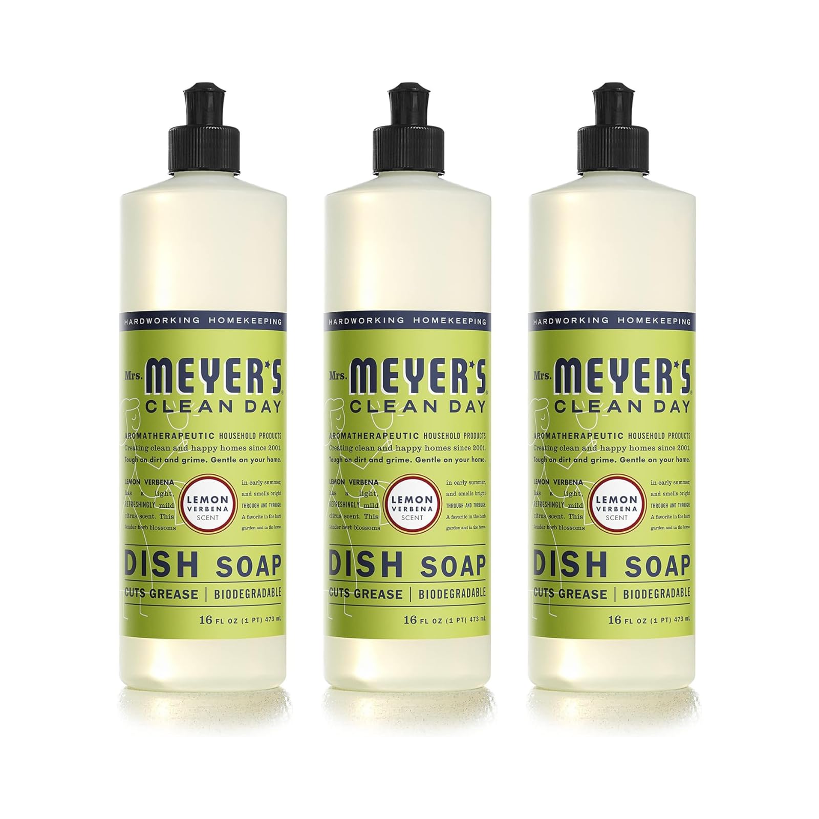 MRS MEYERS CLEAN DAY Dish Soap Lemon Verbena 16 Fl Oz Pack of 3