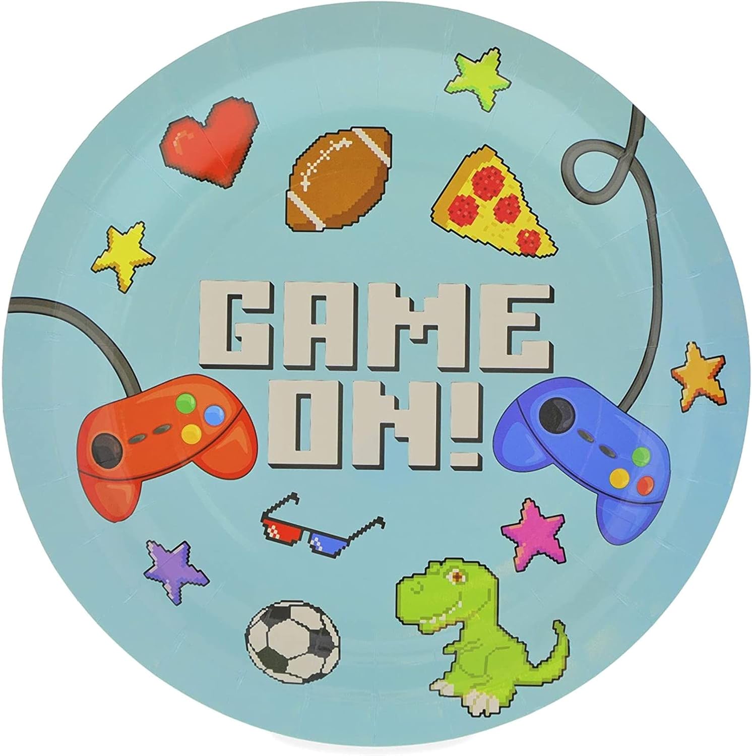 80Pack Video Game Paper Plates Game On! for Kids Birthday Party, 23 cm