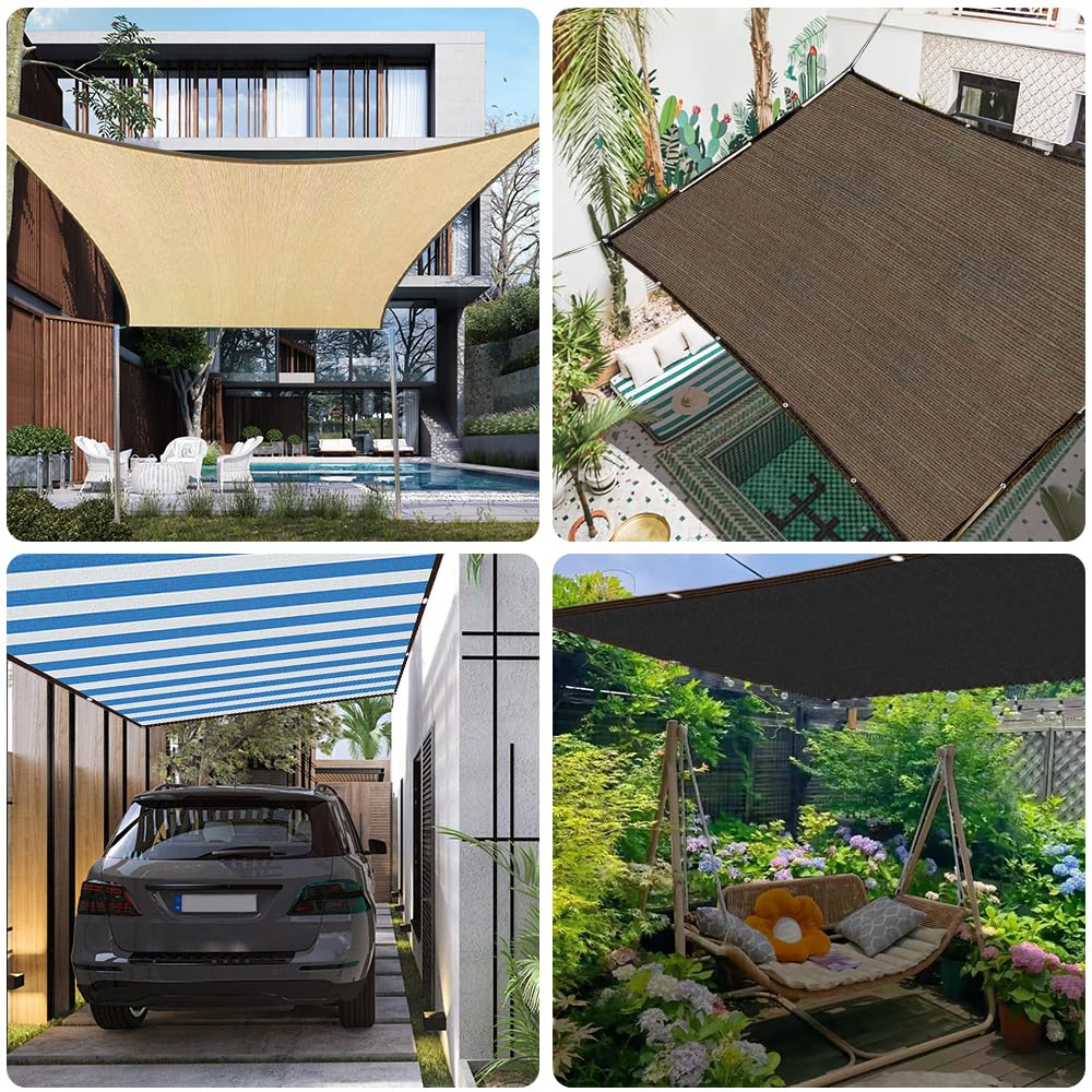 Red de Sombra,Malla Sombra con Ojales, Malla Sombreadora Jardin,Lona Sombra Exterior,Fácil de Colgar,Resistente a Los Rayos UV,Transpirable y Protector Solar,para Pérgola, Jardín (Marrón Claro-2x3m)