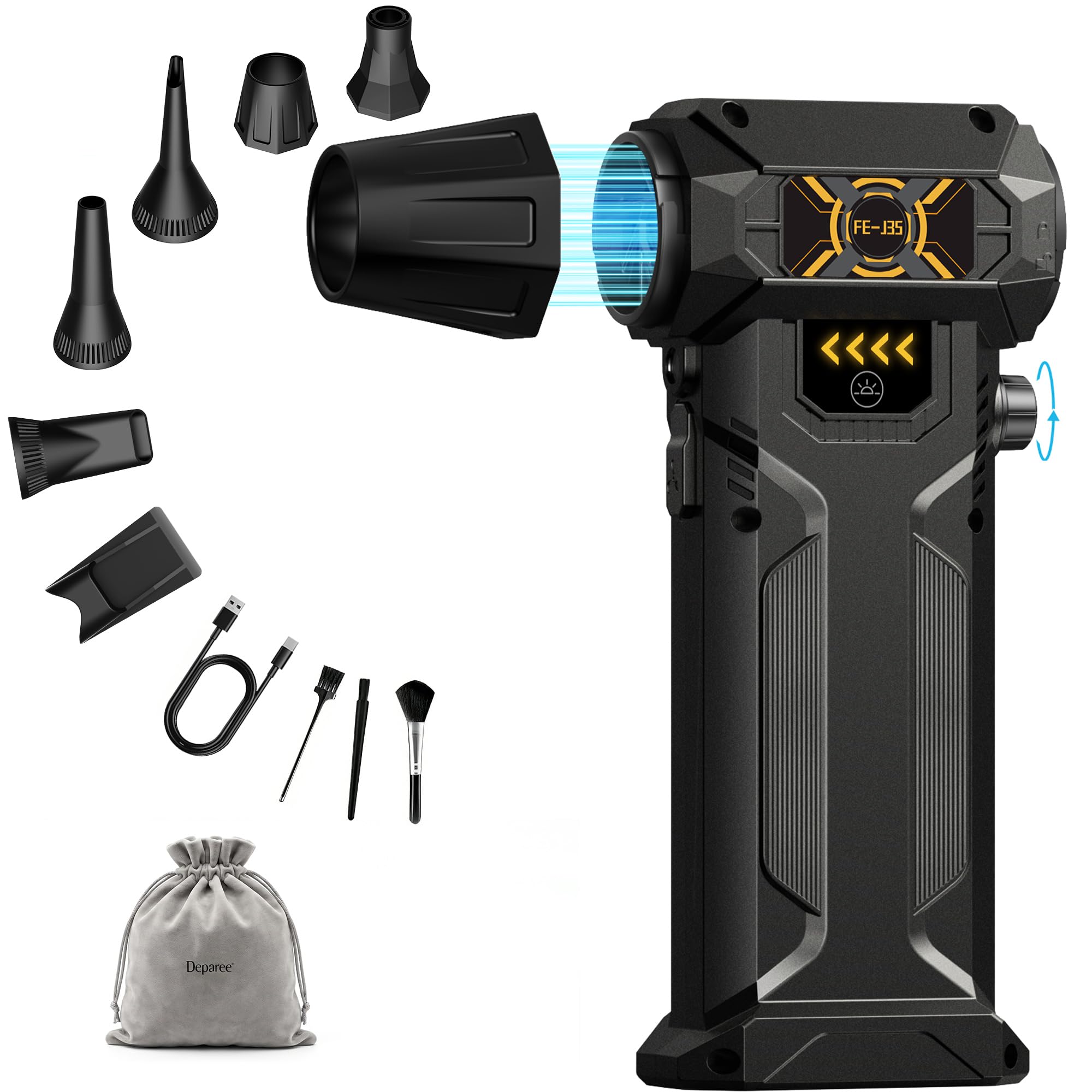 Electric Air Duster-380000RPM Compressed Air Duster, Super High-Speed Air Blower, Replace Compressed Air Cans,Keyboard and PC Clean, Adjustable Air Blower for Outdoors,Car,Home (FE-J35)-image-34