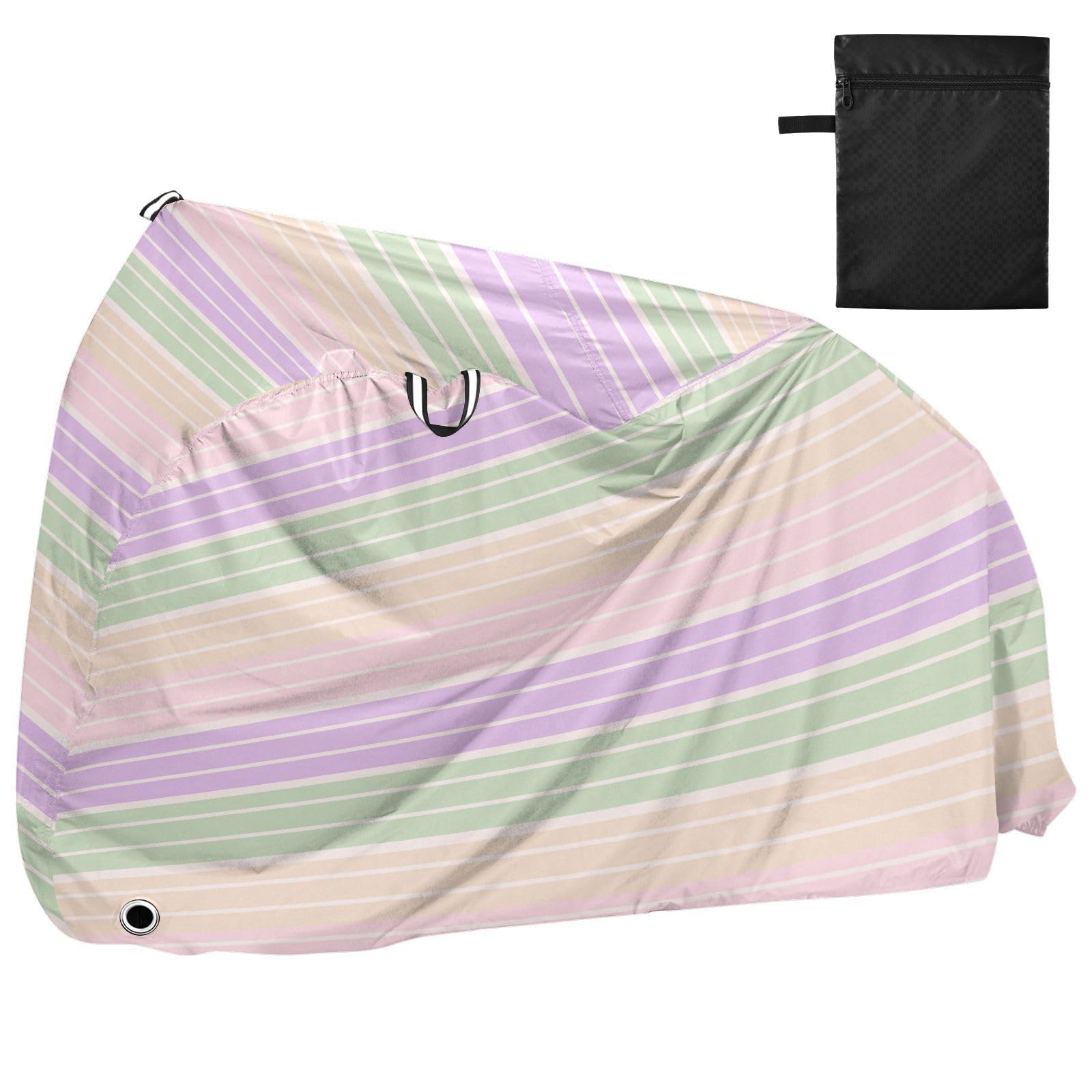 Housse de vélo d'extérieur imperméable à rayures vertes lilas beige