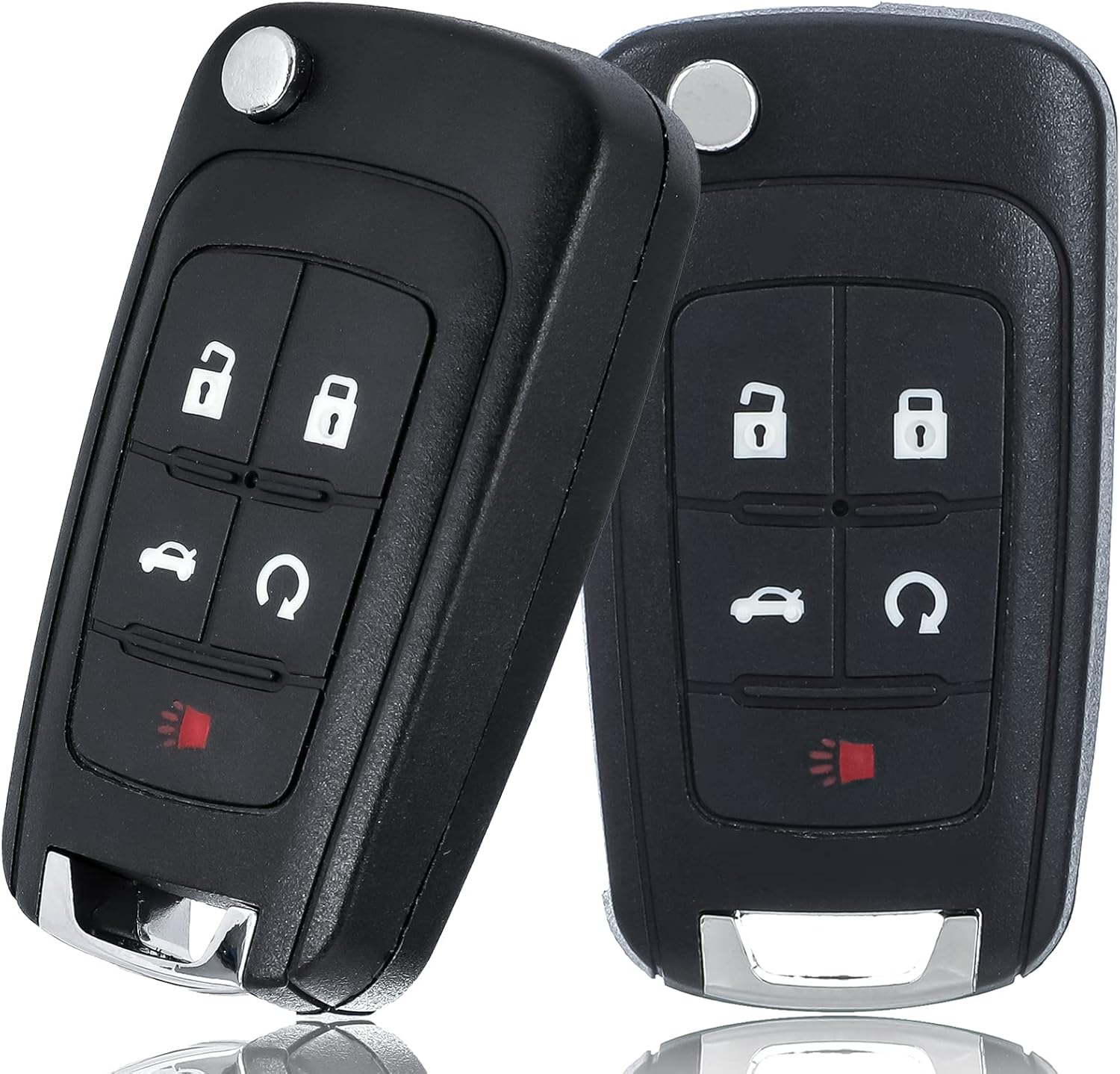 Car Key Fob Keyless Entry Remote Compatible with Chevy Cruze/Camaro/Impala/Equinox/GMC Terrain/Buick Lacrosse 2010 2011 2012 2013 2014 2015 2016 2017 5 Buttons Key for OHT01060512 (2 Packs)