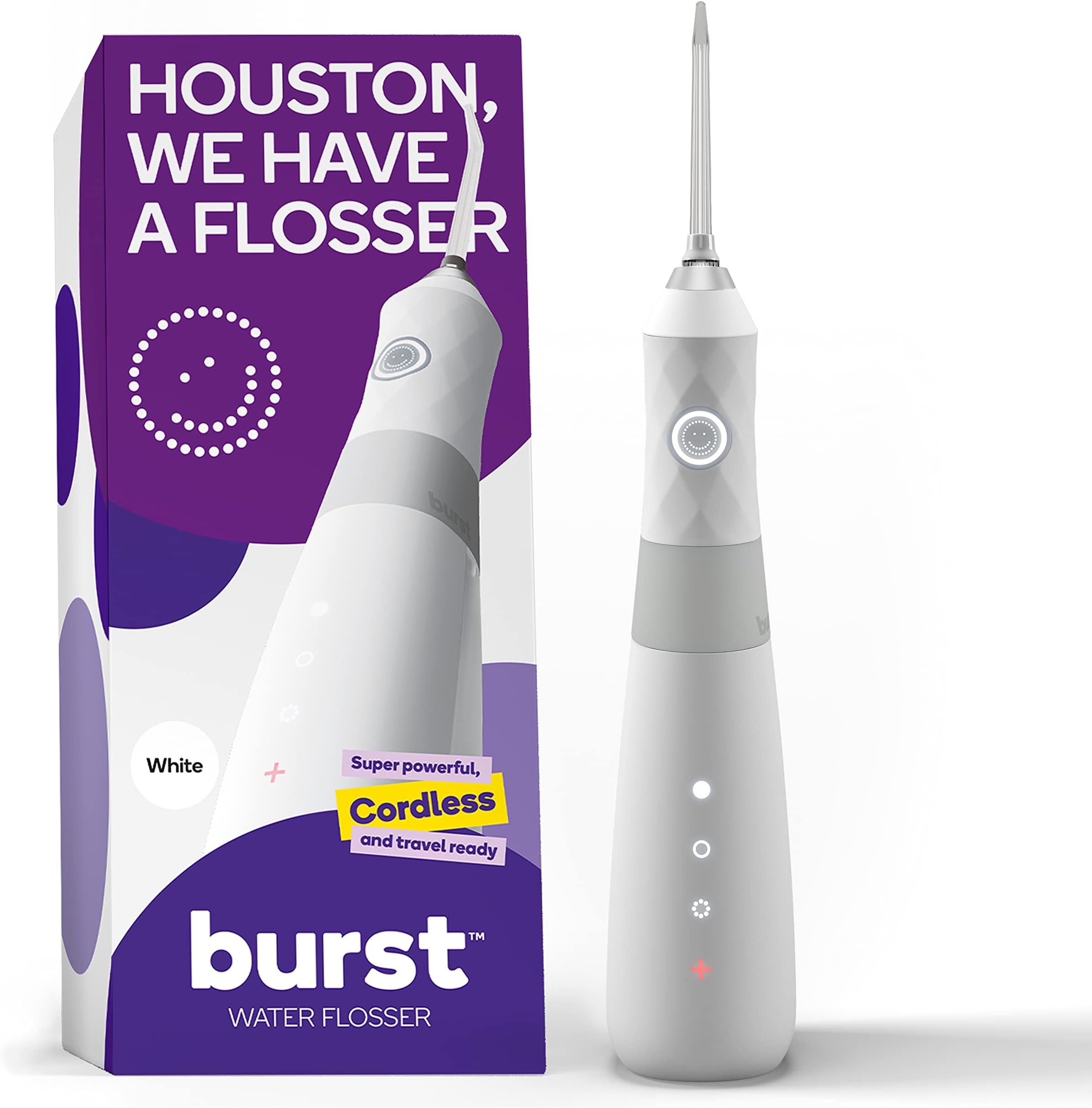 Electric Water Flosser for Teeth Cleaning (3 Modes/White) | Cordless | Plaque Removal Between Braces & Dental Work | Portable Floss | Refillable 110mL Tank