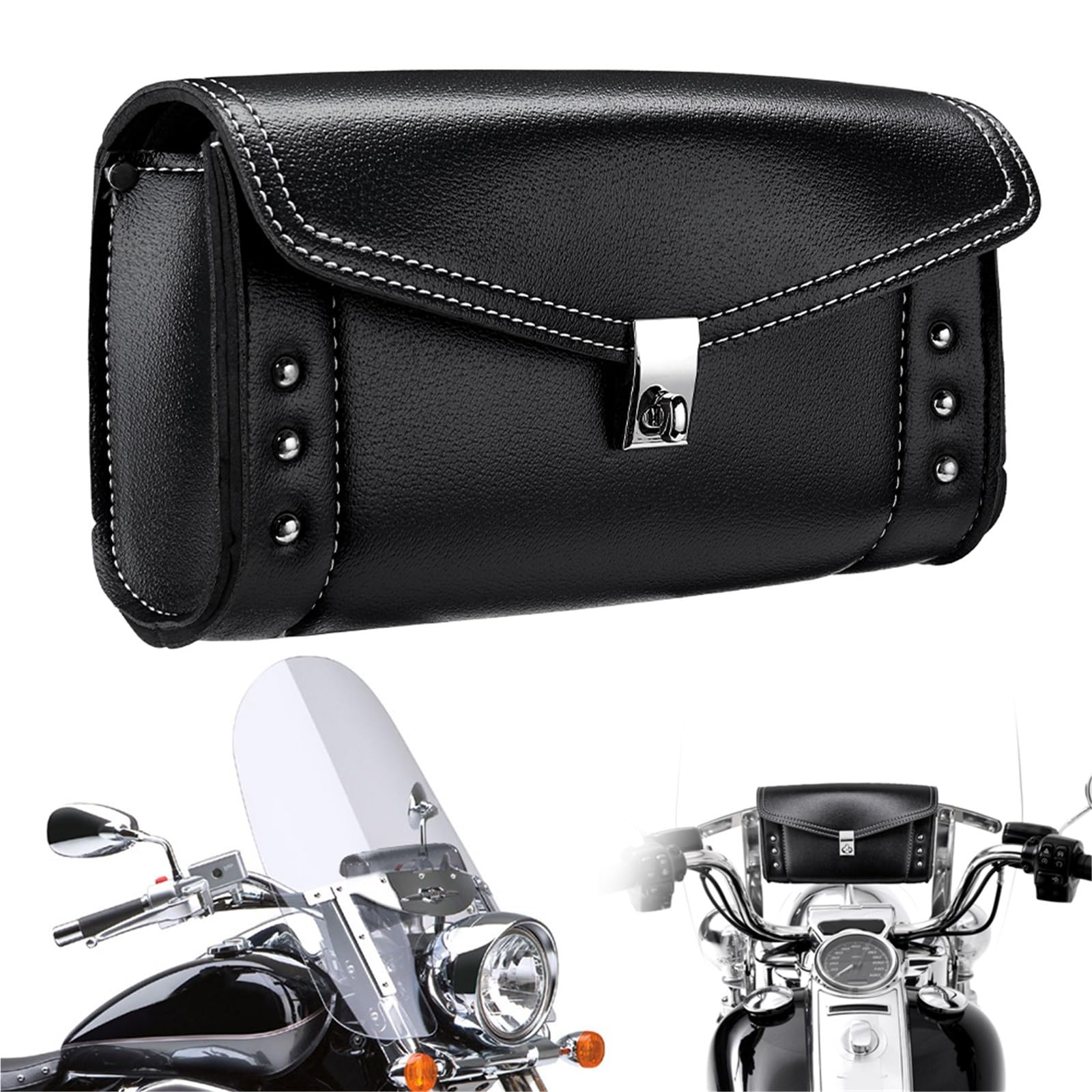 Sacoche pare-brise moto 10" pour road trip en Harley Road King et Softail