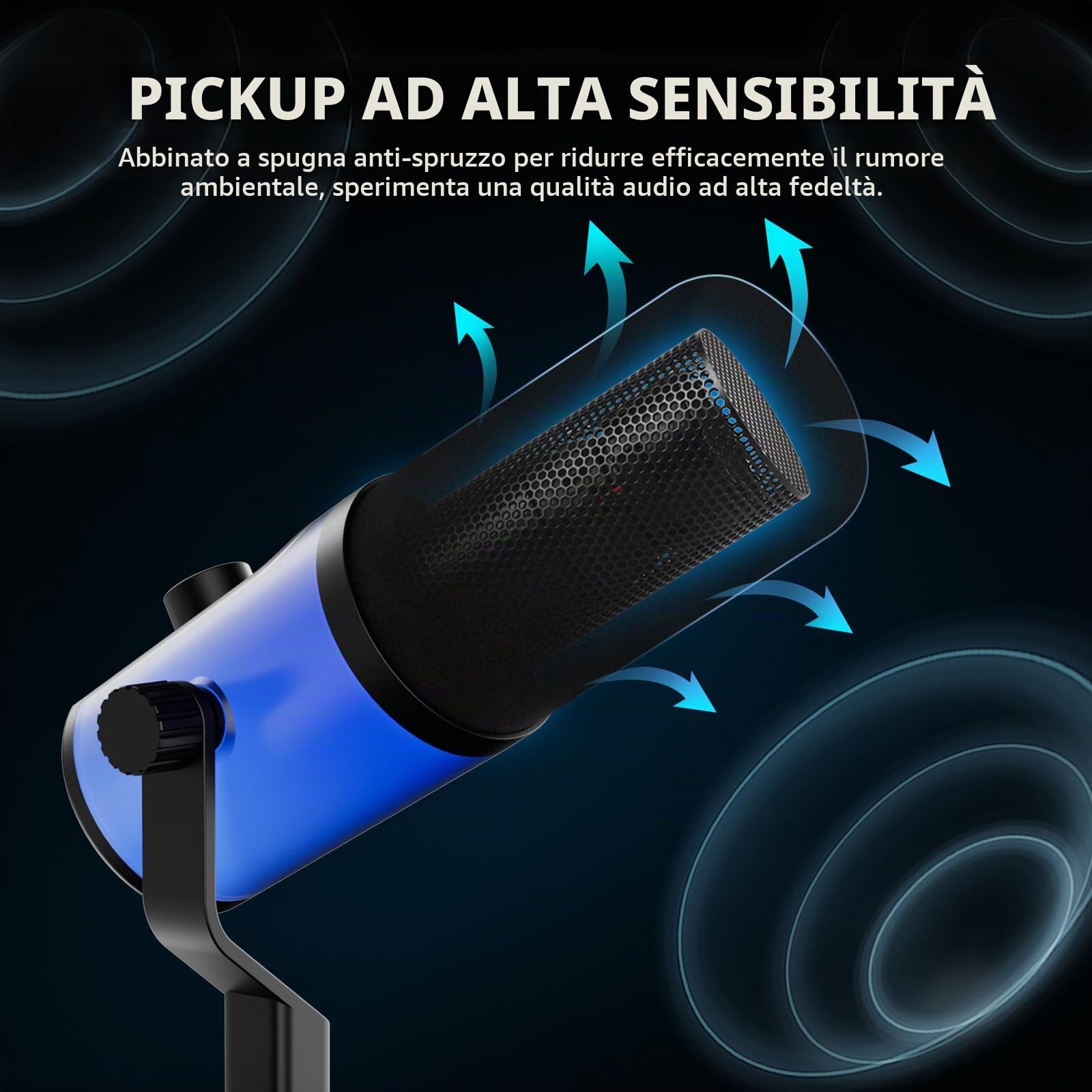 DLB-77 Microfono Dinamico USB XLR, Cardioide RGB Streaming Gaming | Microfono Dinamico USB XLR, Cardioide, RGB, Monitoraggio Cuffie, 192kHz, 48V Phantom, Streaming Gaming