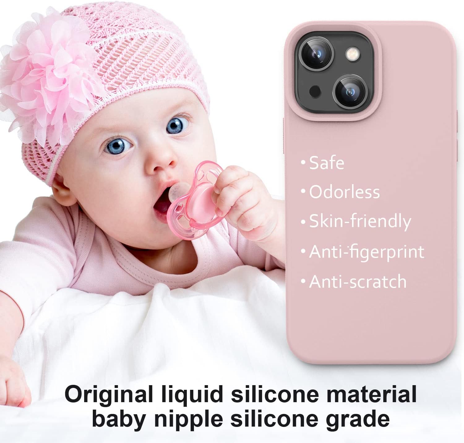 Vooii Compatible with iPhone 14 Case,[Silky Touch Premium Liquid Silicone] [Soft Anti-Scratch Microfiber Lining], Ultra Slim Shockproof Protective Case for iPhone 14 - Pink Sand Pink Sand iPhone 14
