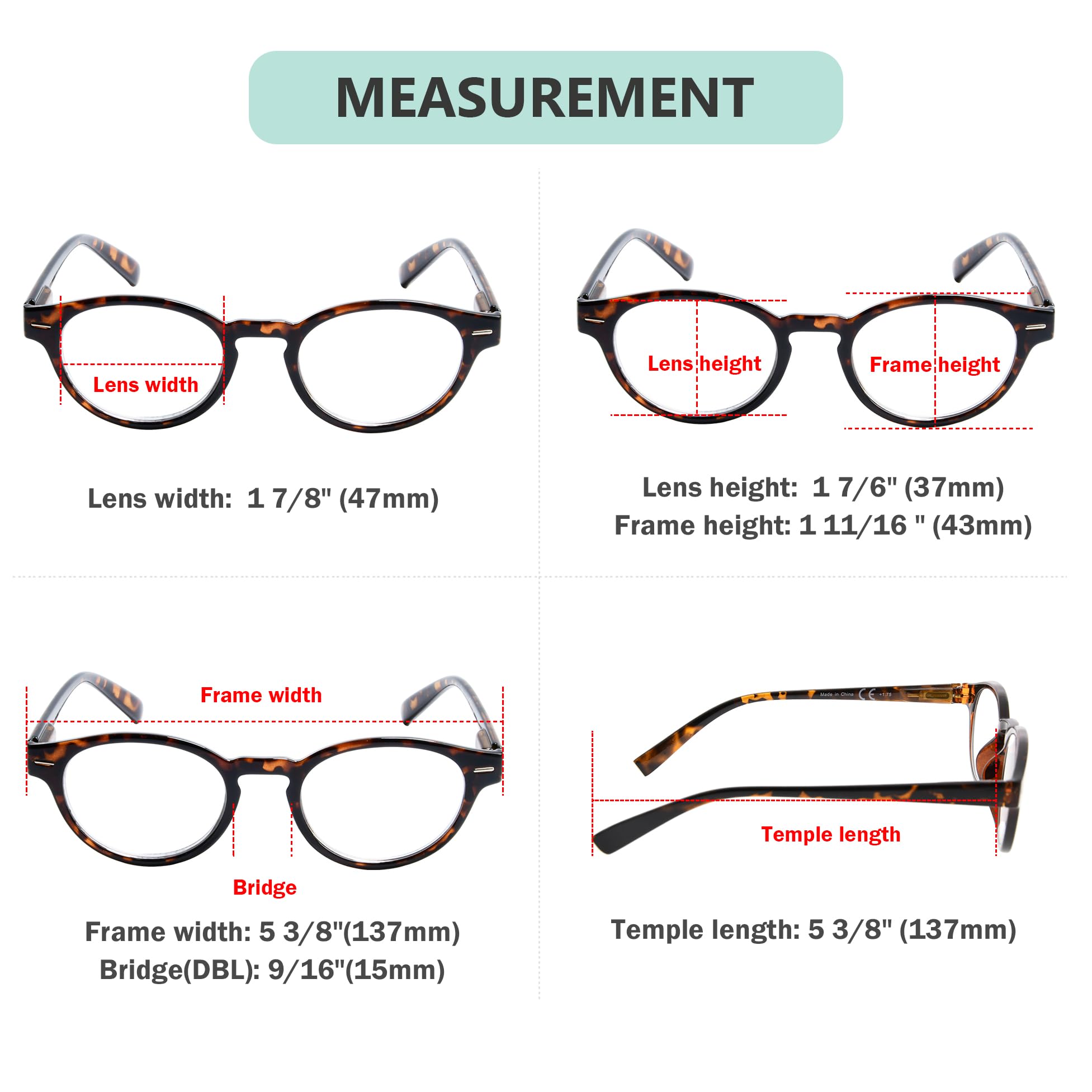 Eyekepper 6 Packs Womens Reading Glasses Spring Arms Stylish Round Readers - Mix +1.25, 6 works Mix - Image 2