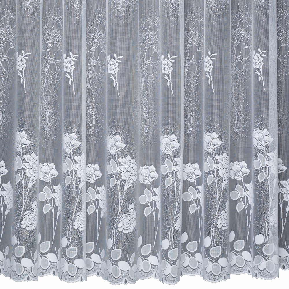 Silverthorn SOFT FURNISHINGS - Kerry – A Traditional Floral Lace Curtain. Sold by The Metre. (114cm Drop / 45 inch Drop)