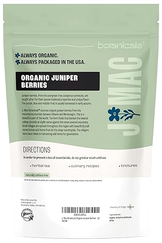Miniatura 9 de J MAC BOTANICALS, Bayas de enebro enteras orgánicas, certificadas orgánicas por USDA, enebro para infusiones de hierbas, condimento de carne de res