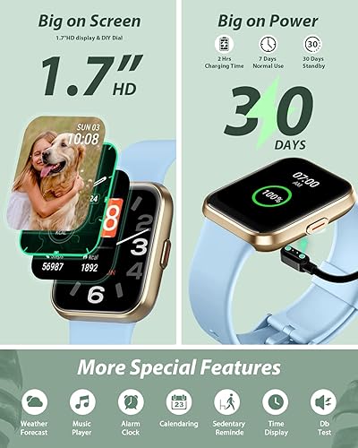 Miniatura 5 de Reloj inteligente para hombres y mujeres recepciónmarcación de llamadas Alexa integrado pantalla táctil de 17 pulgadas con seguimiento de ritmo