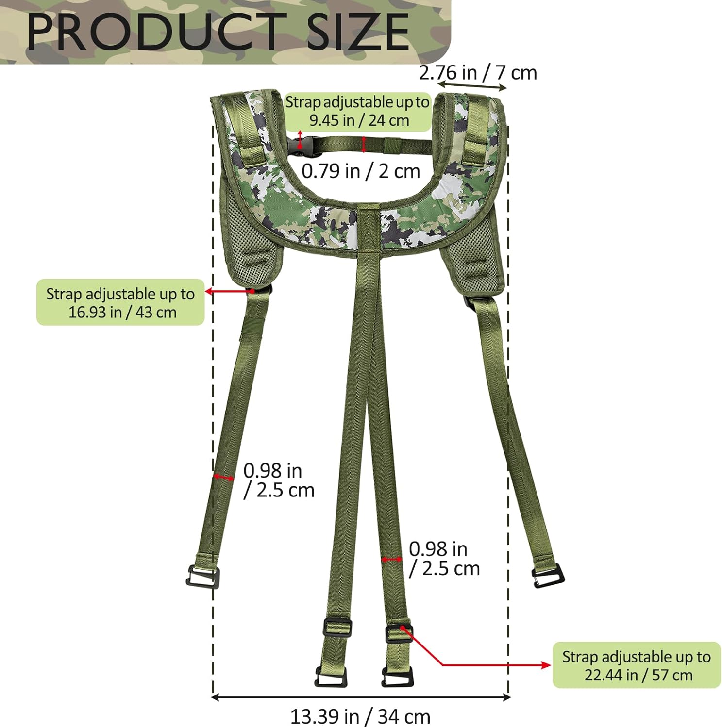 Archerest Tree Saddle Suspenders Hunting, Suspenders Saddle Shoulder Strap with Heavy Duty Clips, Adjustable Fits All Tree Saddles with Molle Loops Accessories for Men Women