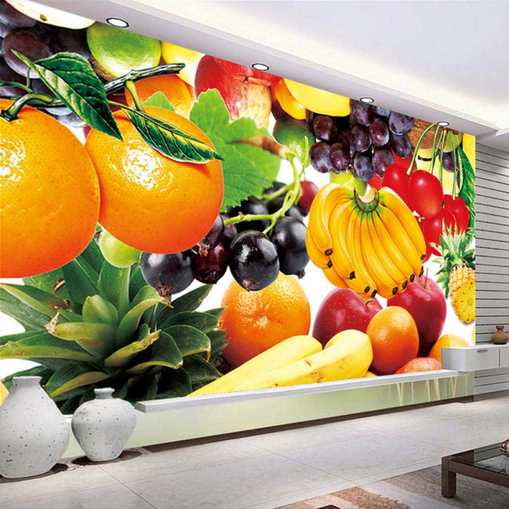 Papel Pintado Mural Autoadhesivo Personalizado Tela De Lona Impermeable Cartel De Frutas Pintura De Pared 3D Cocina Restaurante Decoración Para Sala De Estar,250 * 175Cm