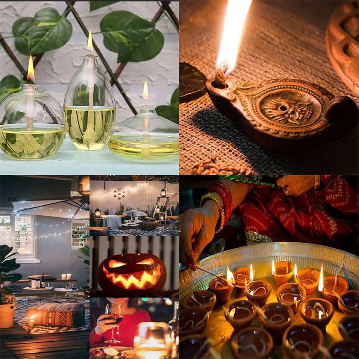 AYLIFU 20 Pack Cotton Oil Lamp Wicks 1/4 Inch x 15cm for Candle Burners | Pure Cotton,Round Candle Wick,Slow Burn,Clean Flame, Oil Lamp and Candle Use;DIY Physical Teaching Material
