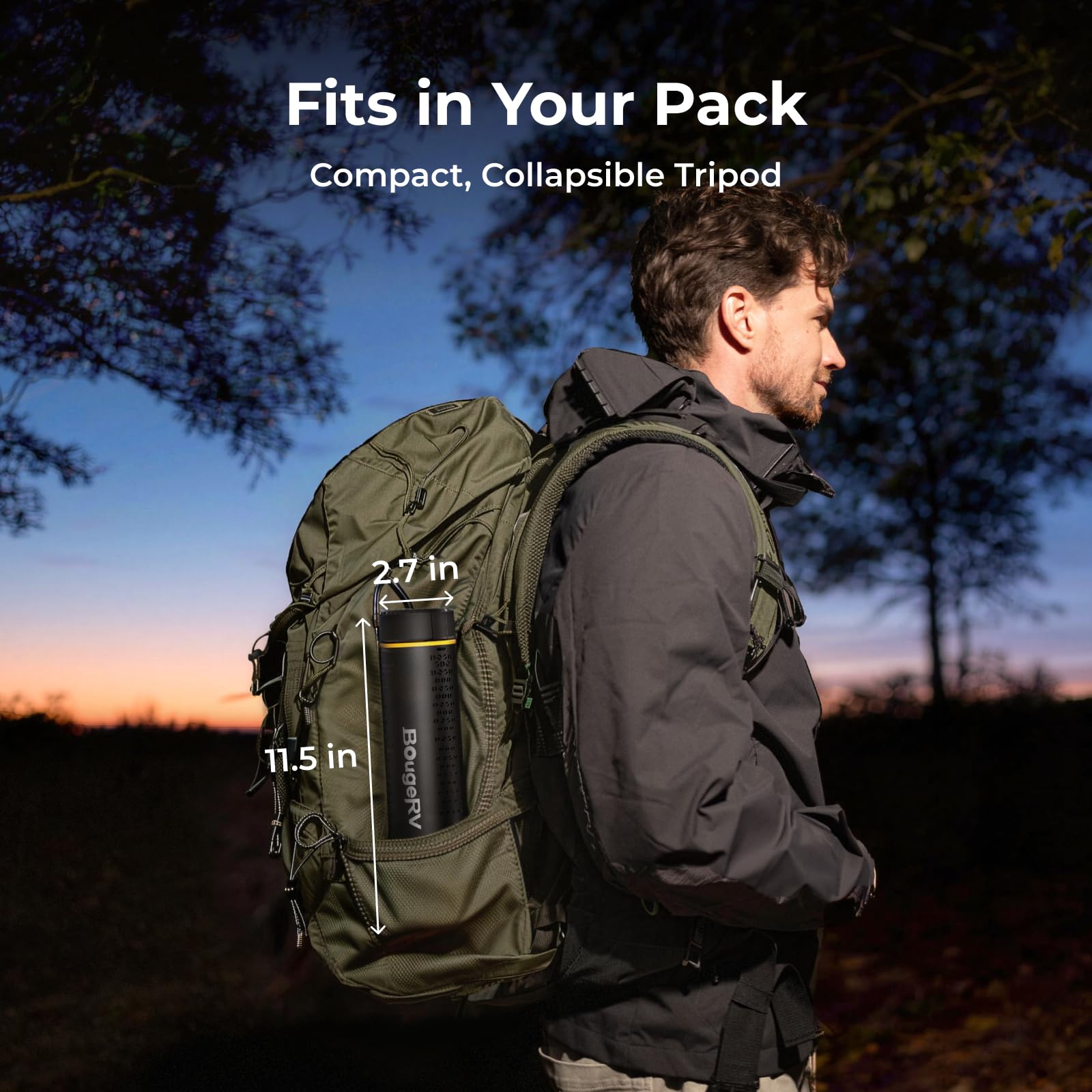 BougeRV T1 Lampe de Camping Rechargeable 15600mAh, 3000 LM, Lanterne Télescopique 1,68 m, Hauteur et Angle Réglables, Charge Rapide 2,5h, Étanche IPX5, Éclairage pour Camping, Chantier, Survie, Voyage