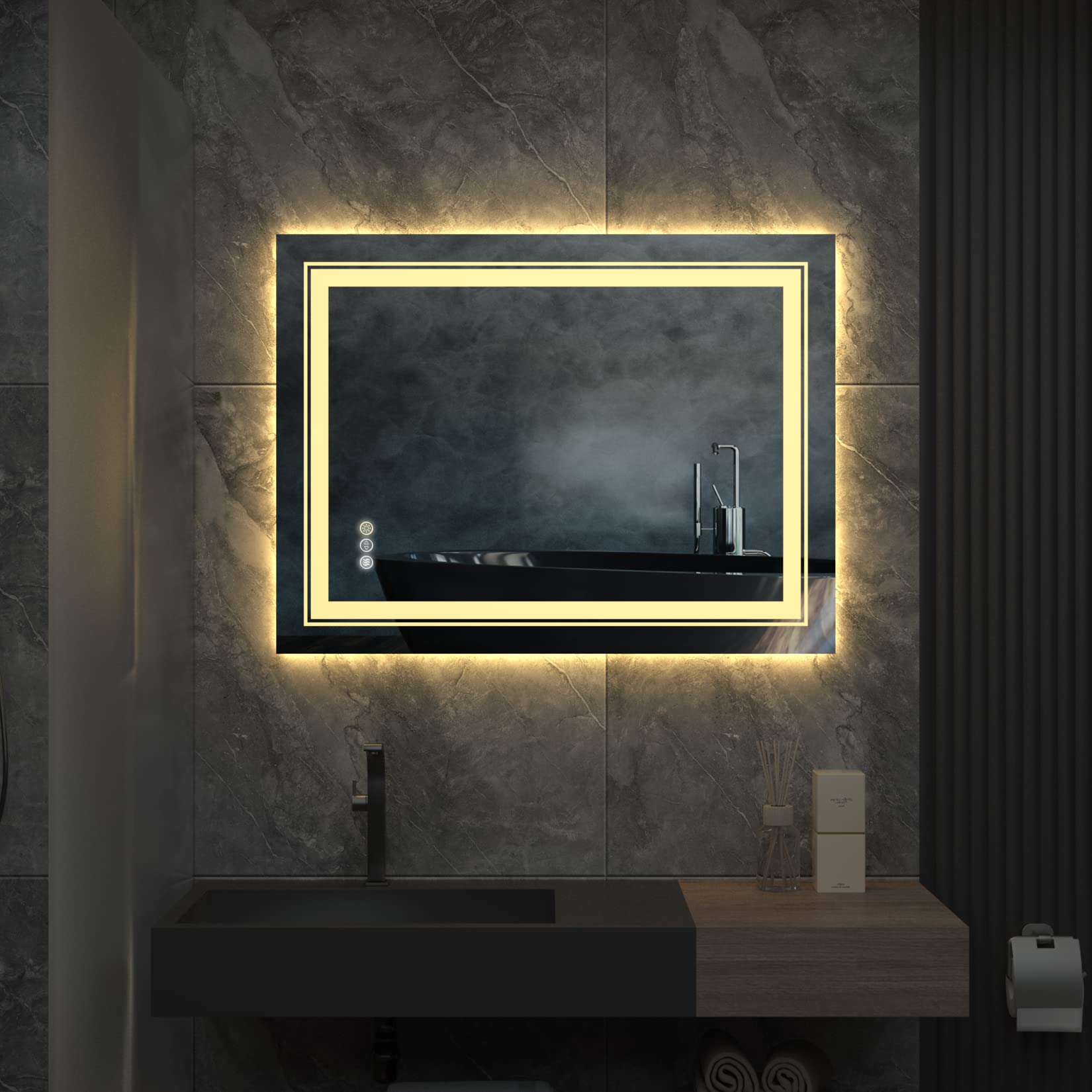 Buy Wisfor Led Lighted Bathroom Mirror 600 X 800mm Illuminated Dimmable Wall Ed Vanity Makeup 