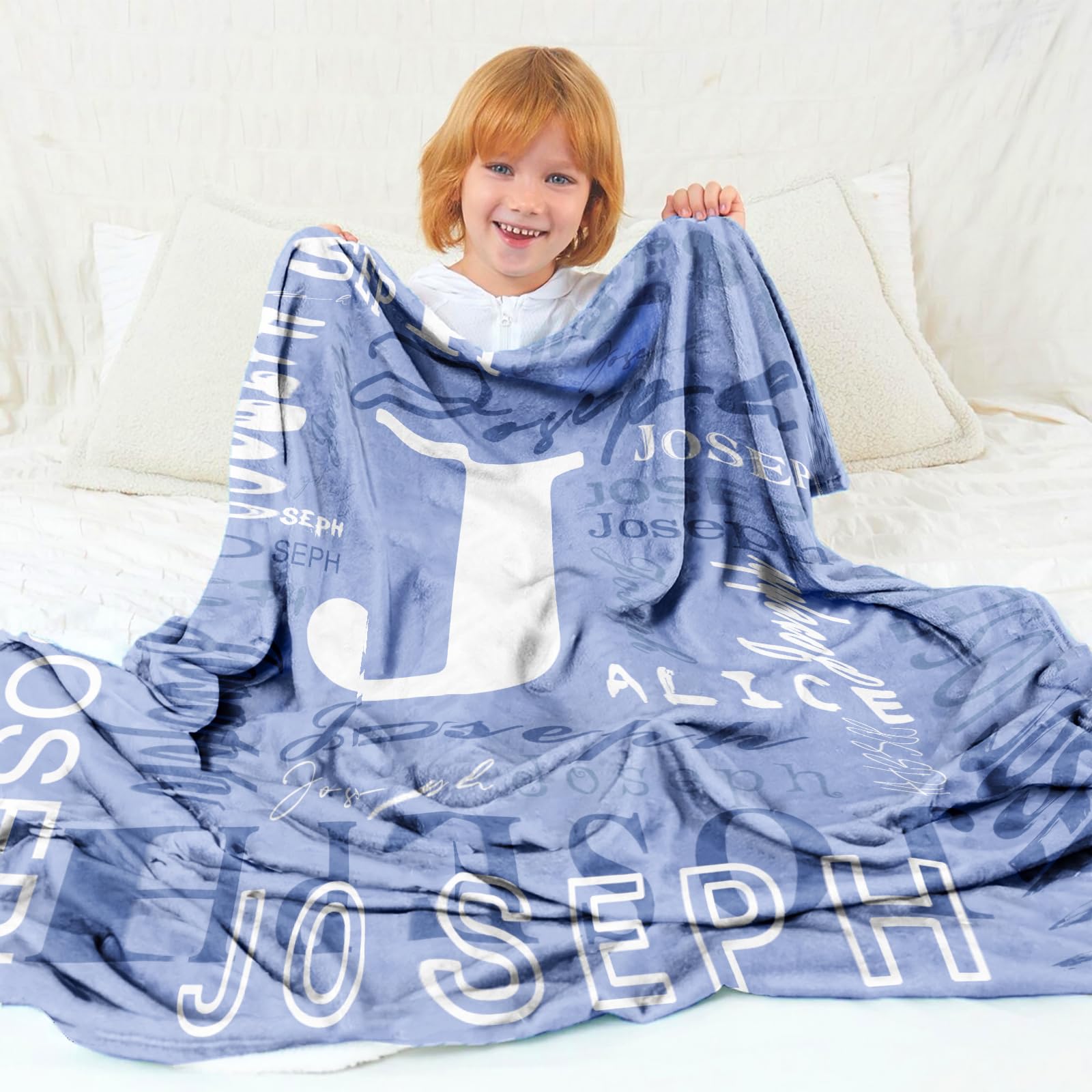 Novgarden Ships Next Day-Personalized Blankets for Kids, Custom Baby Blanket with Intial for Girls/Boys, Flannel Throw Bed Blanket Christmas Monogram Blanket Baby Girls Newborn Essentials Gift