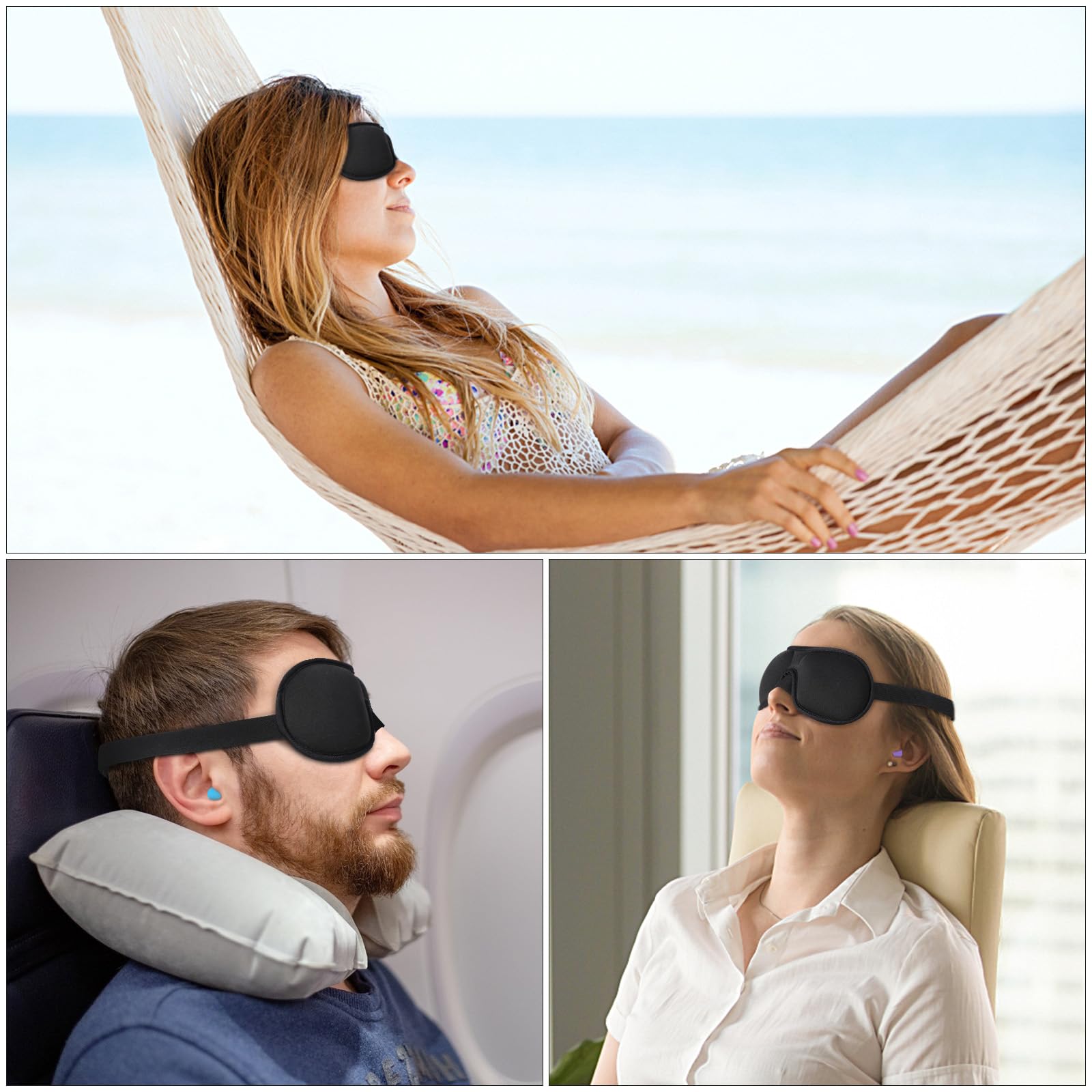 Brencco Mascherina per Dormire, 2 Paia Tappi Orecchie per Dormire, Mascherina per Occhi per Donne e Uomini, Maschera da Viaggio 3D Anti-luce, Ultra Morbida e Confortevole, Nero