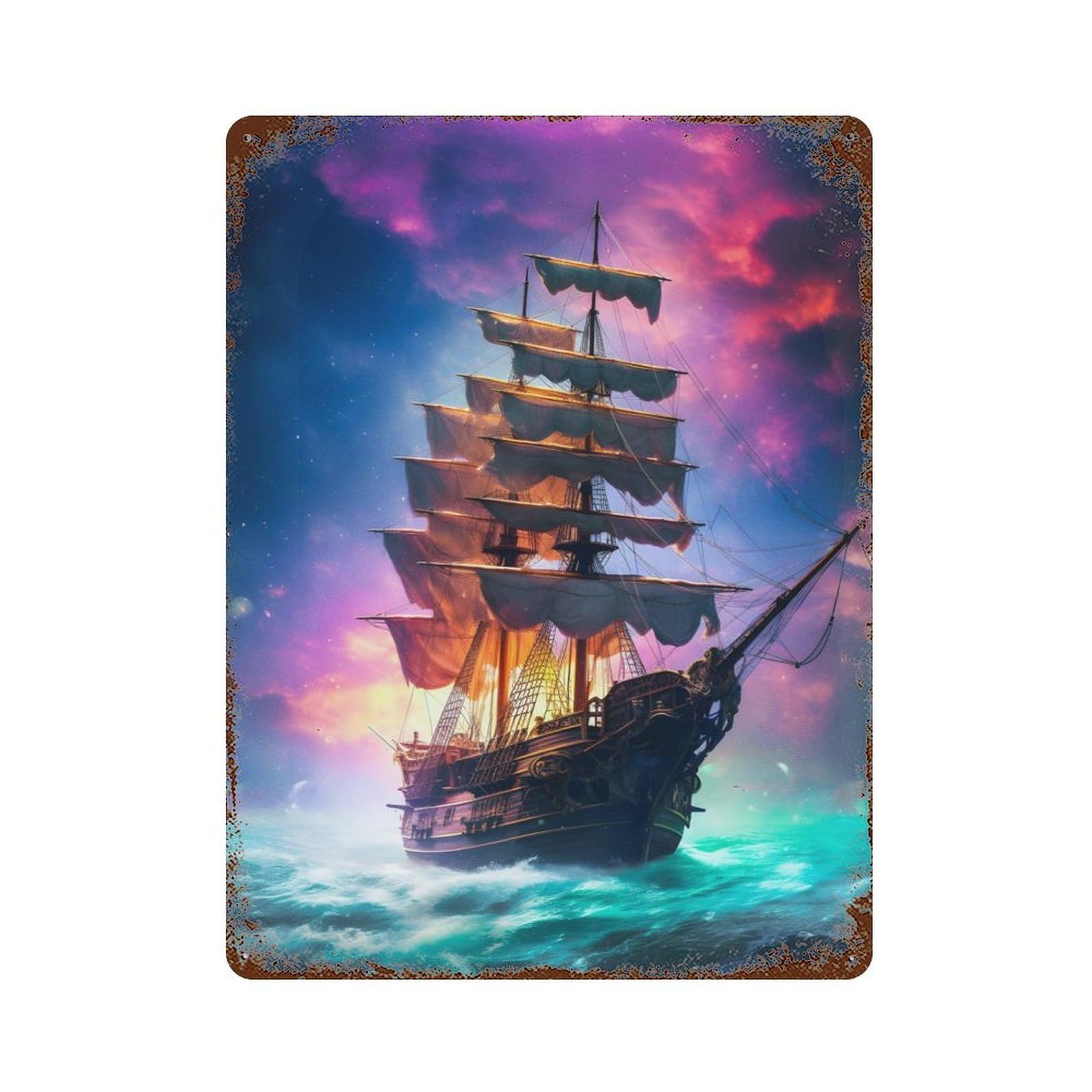 Amazing Pirate Ship Decorative Tin Sign 15.7"x11.8", Farmhouse Wall Decor for Living Room, Hallway And Home Decor