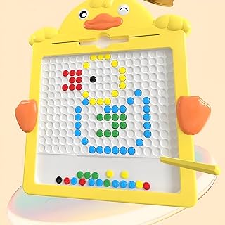 لوحة فنية مغناطيسية - أطلق العنان لإبداع طفلك مع هذه اللوحة الفنية المغناطيسية الساحرة على شكل بطة والتي تتميز بقلم مغناطيسي والكثير من الخرز، مناسبة للأطفال من سن 3 إلى 8 سنوات، بحجم كبير 14.3 × 15 ب