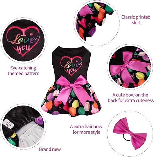 Miniatura 88 de CuteBone - Vestido de terciopelo para perros pequeños, para cachorros, ropa rosa para perros CVA02M-D