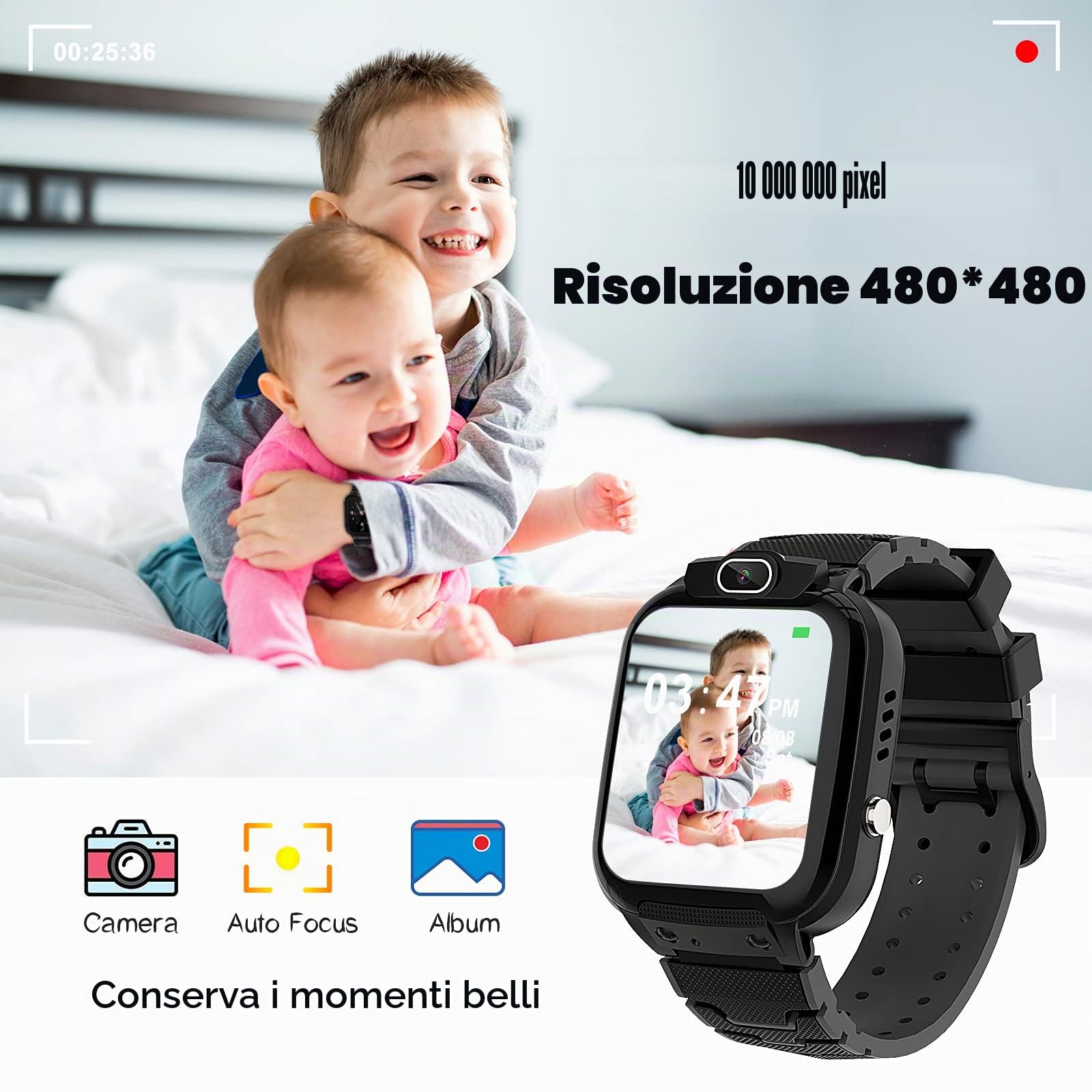 4G Smartwatch Bambini con GPS e Videochiamate, Orologio Telefono Bambino con Chiamate, Chat Vocale, SOS, Modalità Scuola, IP68, Contapassi, Sveglia, Fotocamera, Regalo per Ragazza e Ragazzo