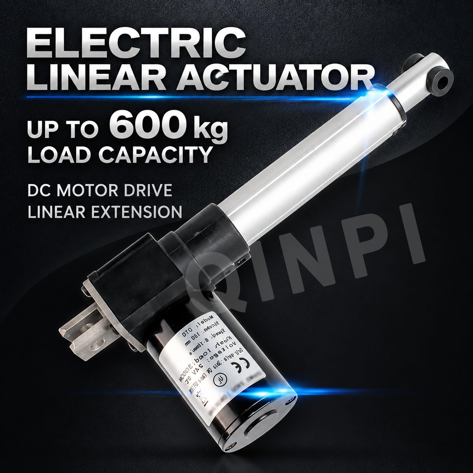 Actuador Lineal Eléctrico 24 V 50 W, Empuje 6000 N, Tracción 3000 N, 4–6 Mm/s, Ip54, Finales De Carrera, Control con Cable, Varias Longitudes De Carrera Disponibles 100 mm