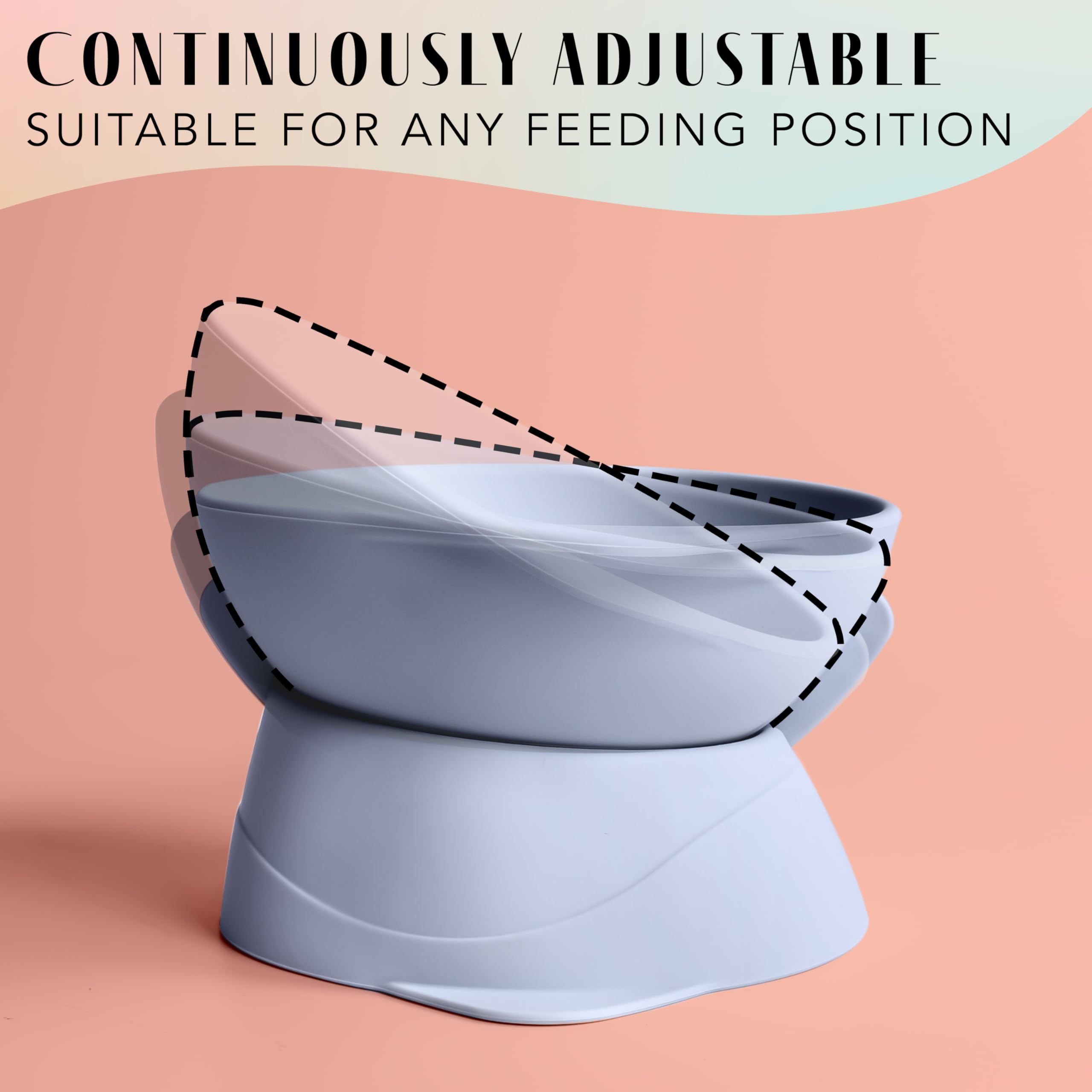 ne&no® Silicone Cat Bowl Raised with Adjustable Tilt, Steel blue - Image 4