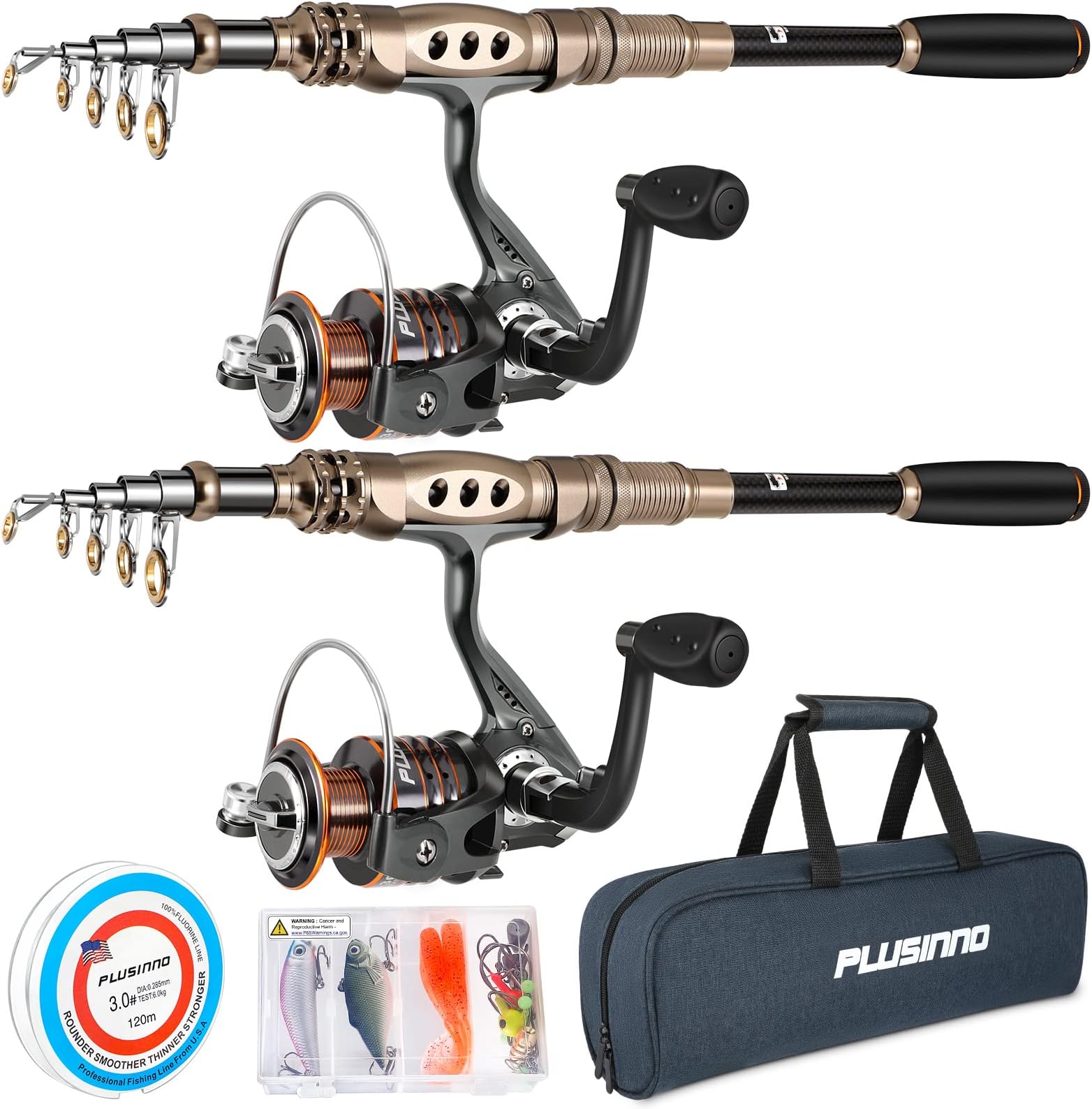 - PLUSINNO Fishing Rod and Reel Combos Carbon Fiber Telescopic Fishing Pole with Reel Combo Sea Saltwater Freshwater Kit Fishing Rod Kit