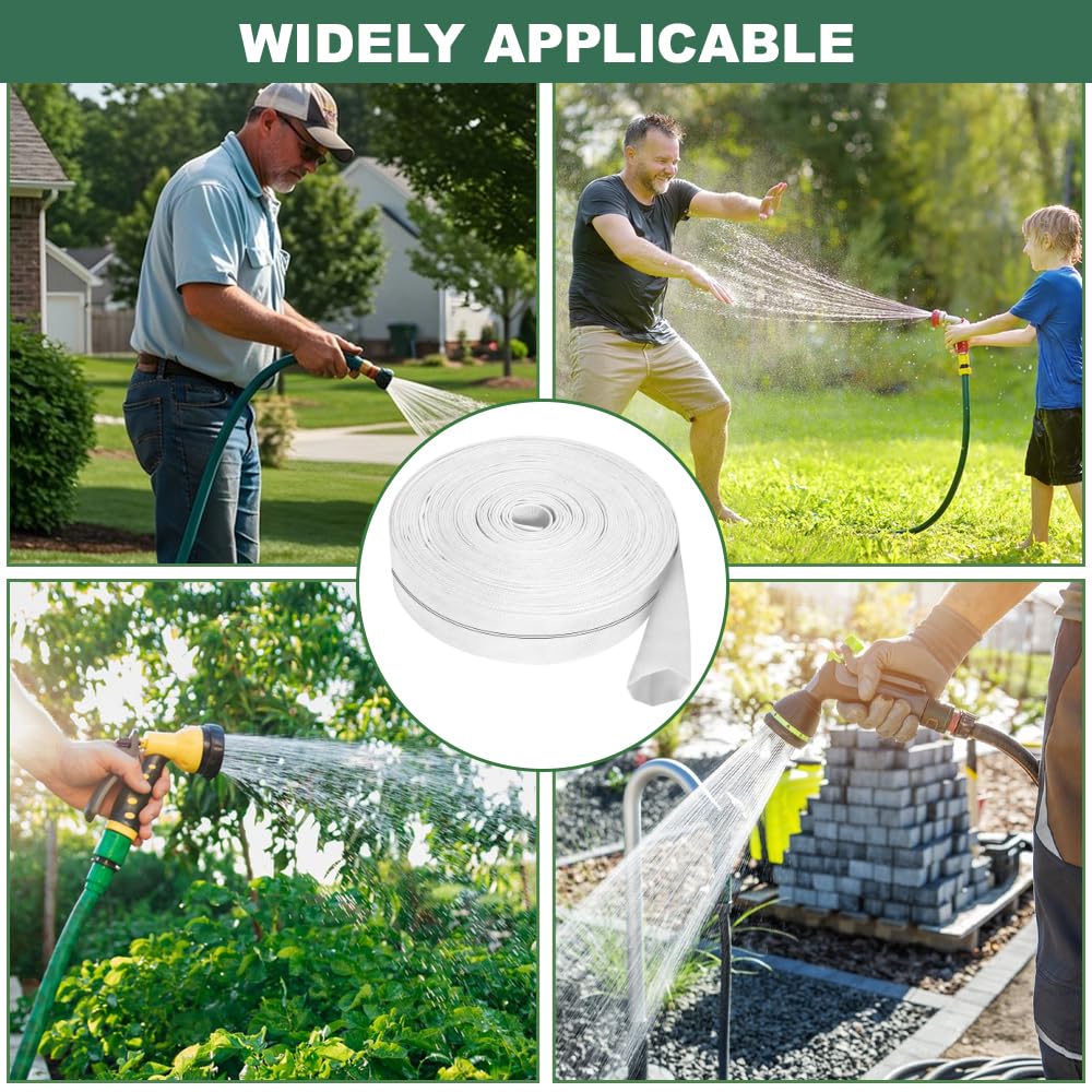 20M Tuyau Refoulement 1 1/4" Plat 32mm avec Clips, Tuyau de décharge, pour Pompes Submersibles, Pompes à Eau Sale, Bassin, Jardin, Irrigation, Industrielles, de Jardinage