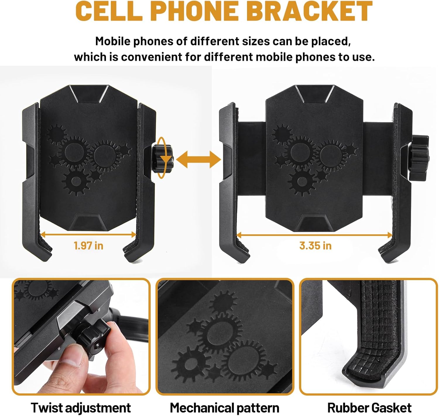 A Pillar Grab Handle Phone Mount Adjustable Phone Clip Phone Holders Compatible with Jeep/Bronco/F-150/F-250/F-350/Chevrolet Silverado/GMC Sierra/Dodge Ram/Land Cruiser Fit for iPhone 16 15 14
