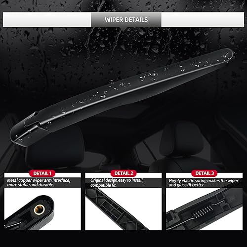 Miniatura 5 de Conjunto de limpiaparabrisas trasero, limpiaparabrisas trasero, accesorios de brazo de repuesto para Ford Explorer 2011-2025, juego de