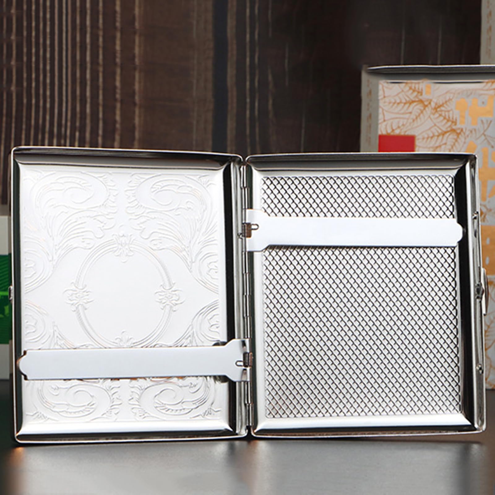 Étui À Cigarettes en Métal, pour 20 84mm Cigarettes, Boîte en Métal pour Homme Et Femme Silver,One Size