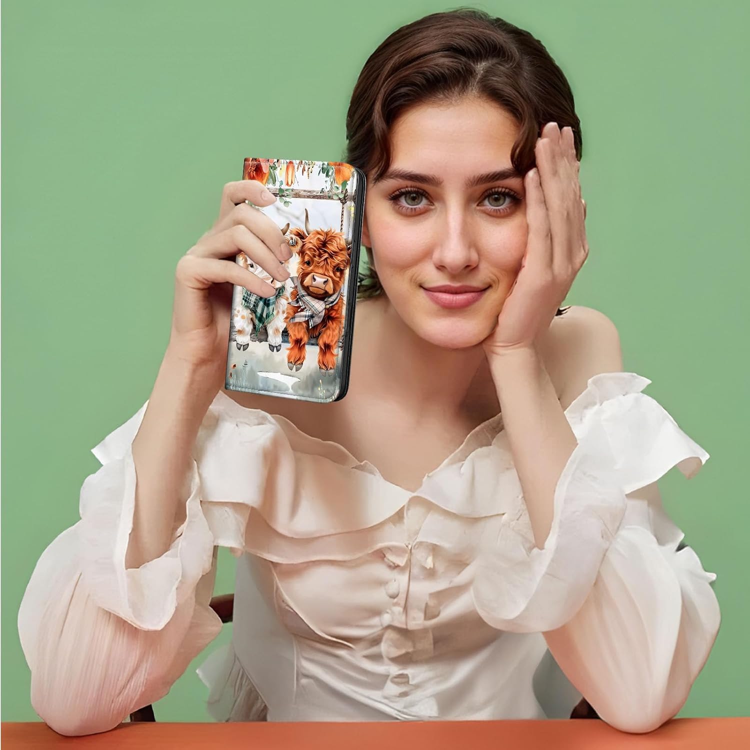 for Moto G Power 2025 Phone Case, Flip PU Leather Kickstand Shockproof Phone Cover for Moto G Power 2025, Cute Highland Cows Phone Wallet with Card Holder Slot and Magnetic Clasp