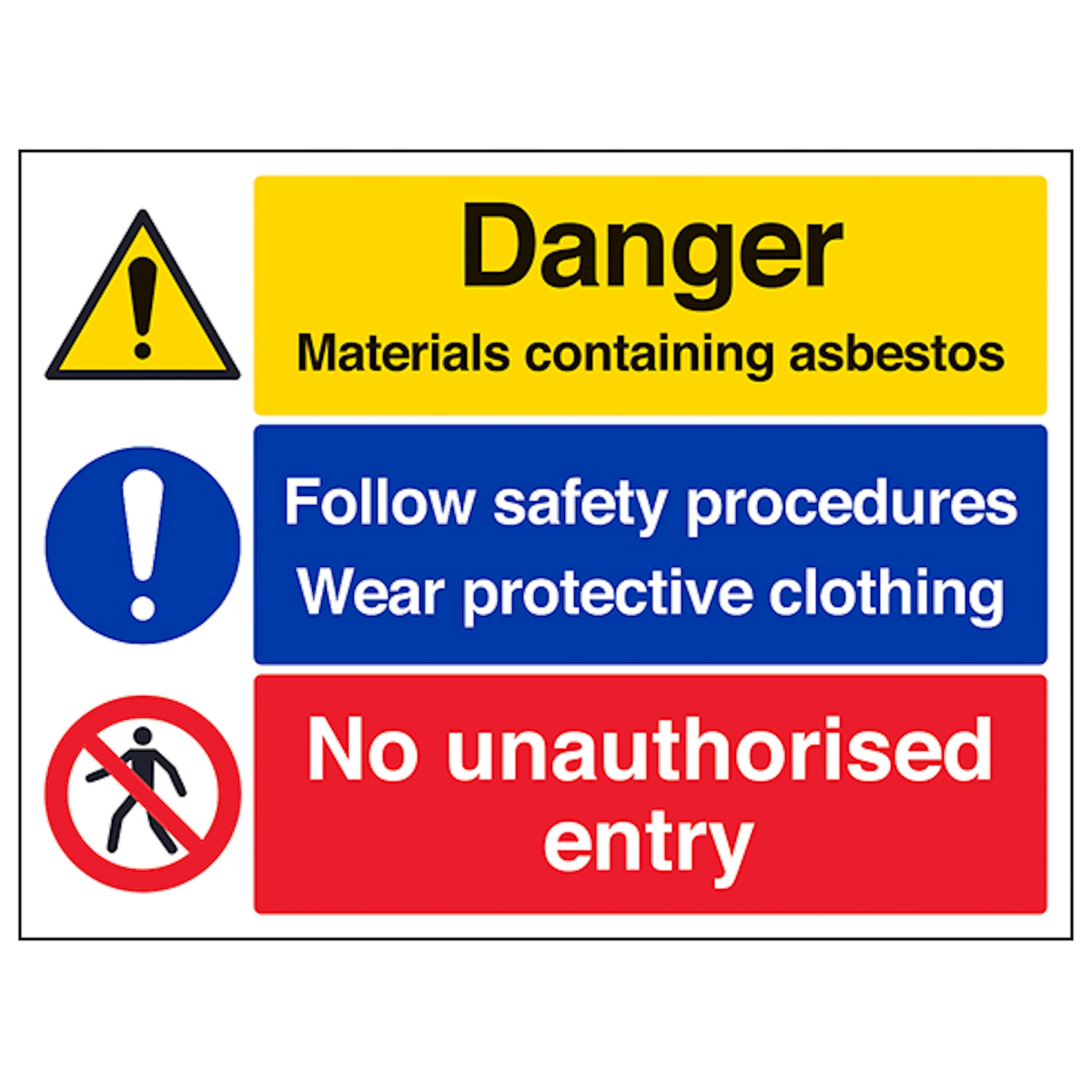 V Safety Asbestos/Safety Procedures/No Entry 600 x 450 mm - 3mm Aluminium Composite Safety Sign