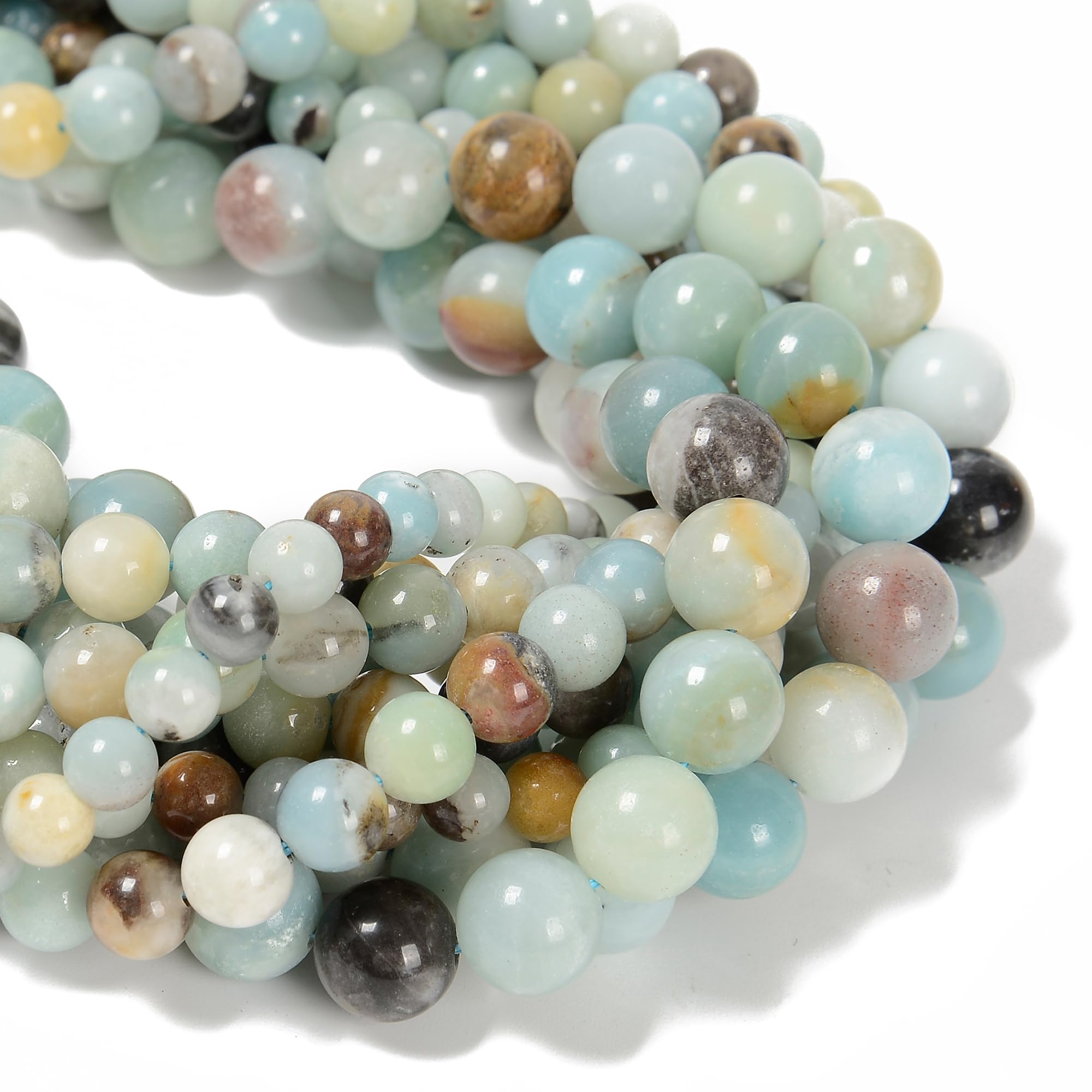 Perles rondes en amazonite naturelle multicolore 8 mm fabrication bijoux DIY
